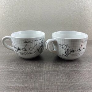 NEW Disney Sketchbook MINNIE MOUSE Large Soup Bowl Cup Mug | 29OZ | 2pc Set